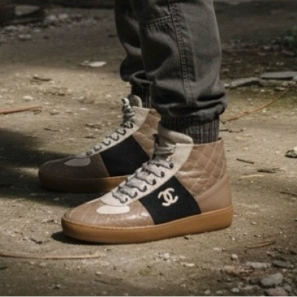 Chanel leather high tops .